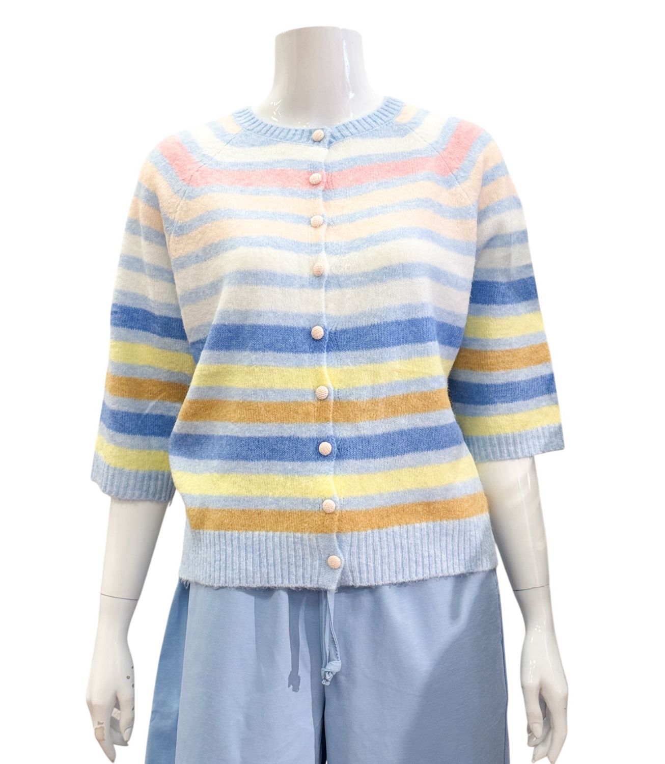 VRIGA bleu 3/4 Strickjacke/Pullover stripe VMILANO