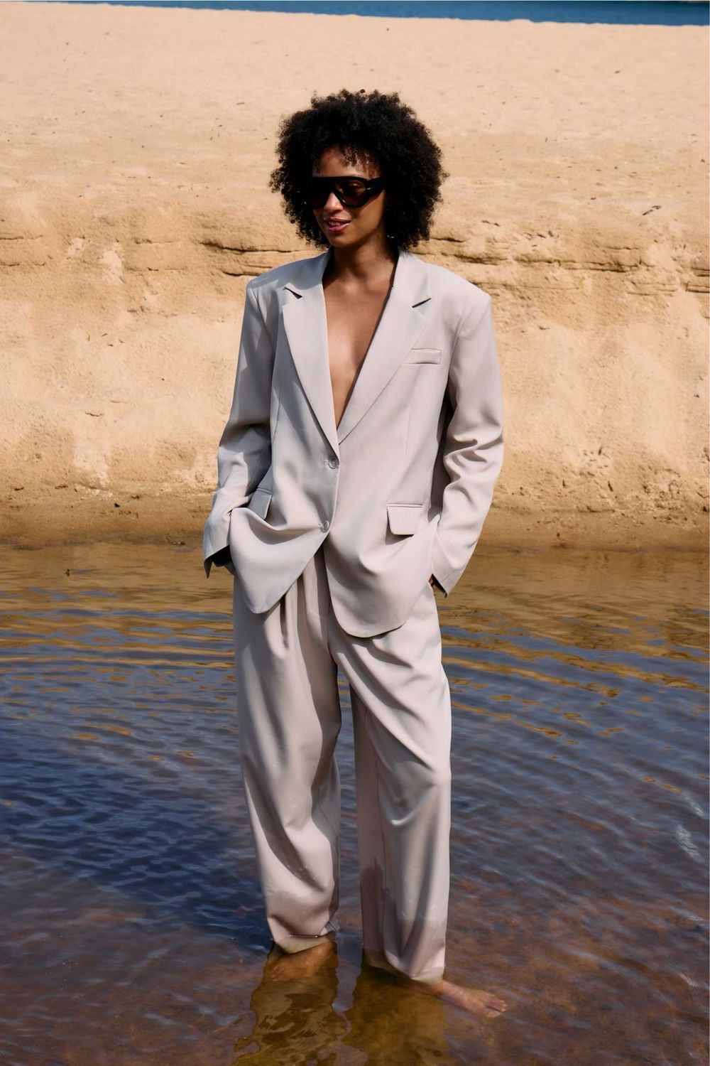 IHFAVA Oversize Blazer dove melange ICHI