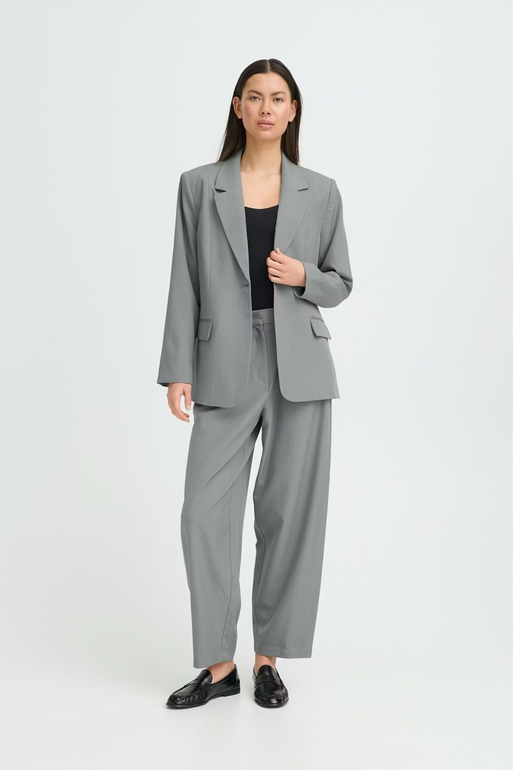 IHFAVA grey melange LONG BLAZER ICHI
