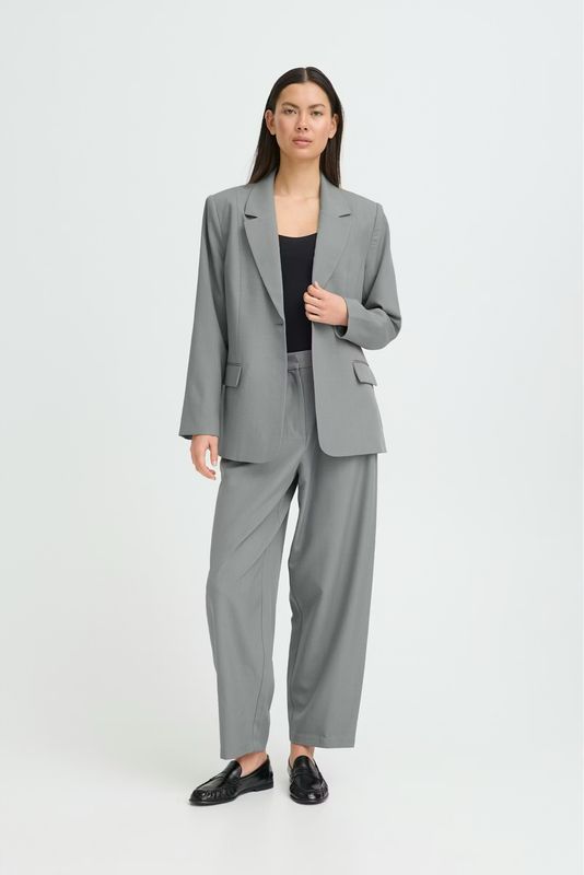 IHFAVA grey melange LONG BLAZER ICHI IHFAVA grey melange LONG BLAZER ICHI