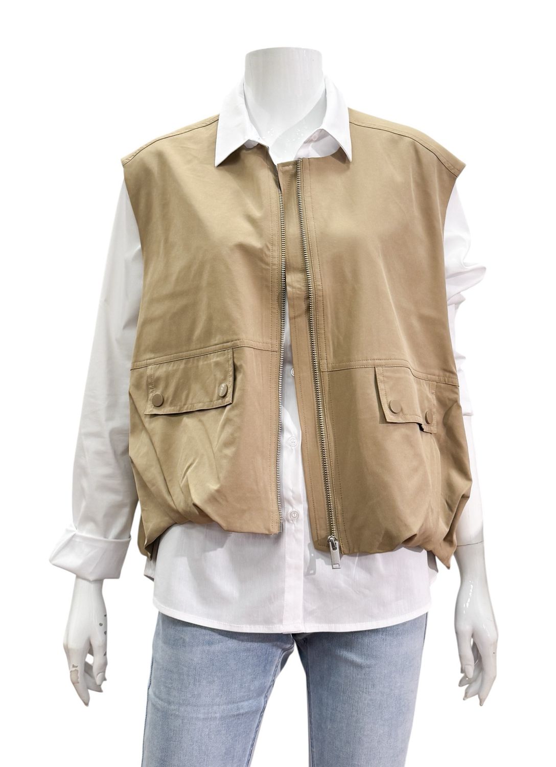 SRB4855 dark sand ärmelose Ballonweste RED BUTTON