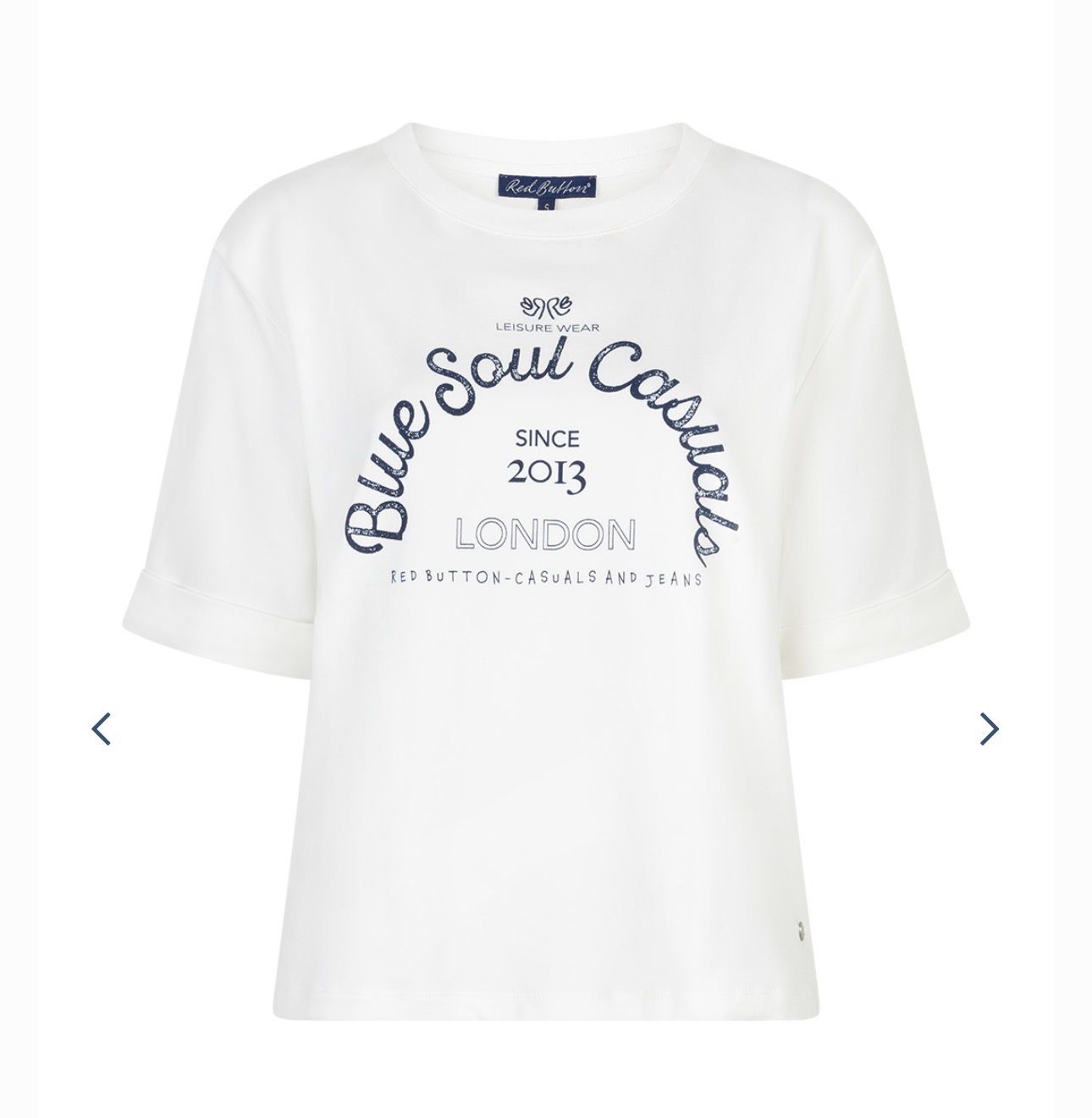 SRB4850 Terry Shirt milk navy chestprint RED BUTTON