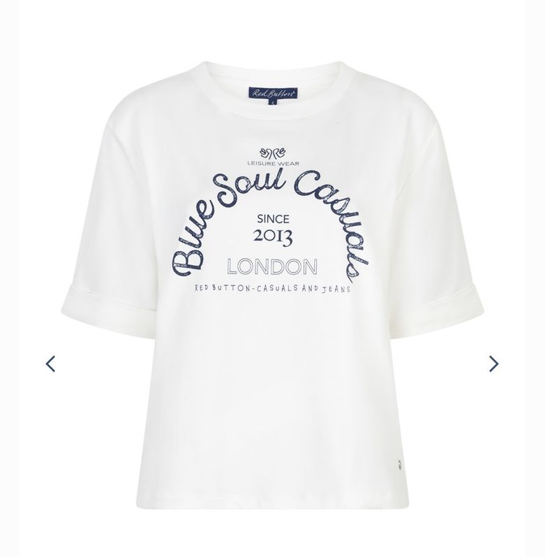 SRB4850 Terry Shirt milk navy chestprint RED BUTTON