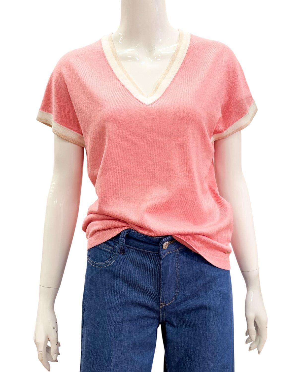 SRB4977 Jerry satin rose Feinstrickpullover RED BUTTON