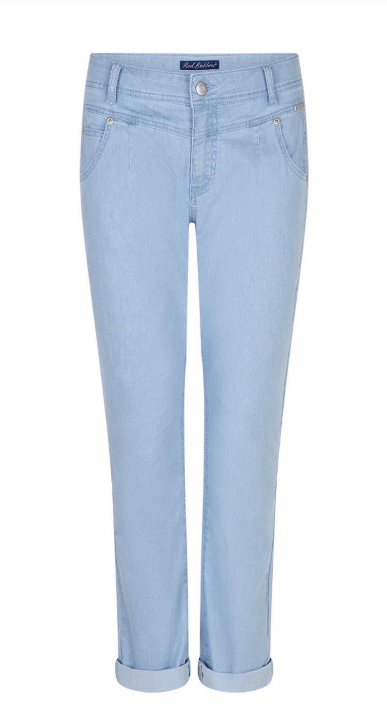 SRB4808 Jani fancy chambray- stripe bleachblue RED BUTTON