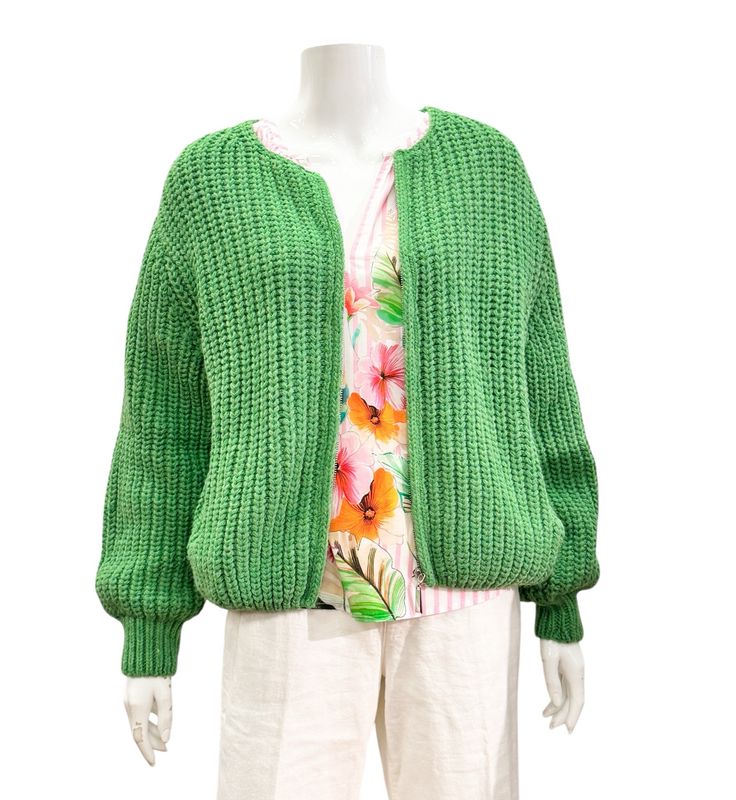 1016 Strickcardigan green BODY TOUCH