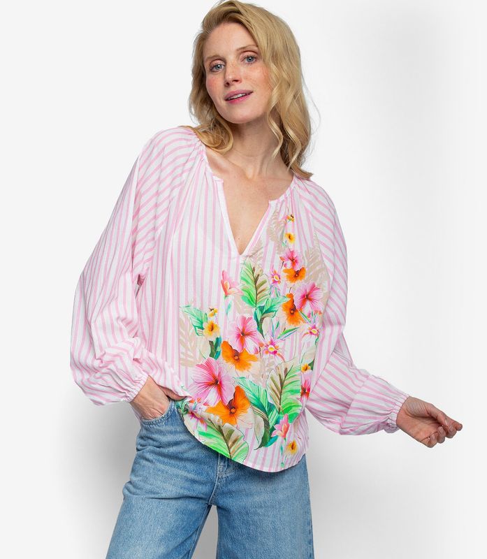 8882-157704 pink stripe geblümt BW Bluse EMILY VAN DEN BERGH