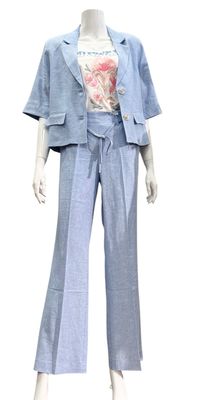 SRB4797A  Claudette light blue melange RED BUTTON