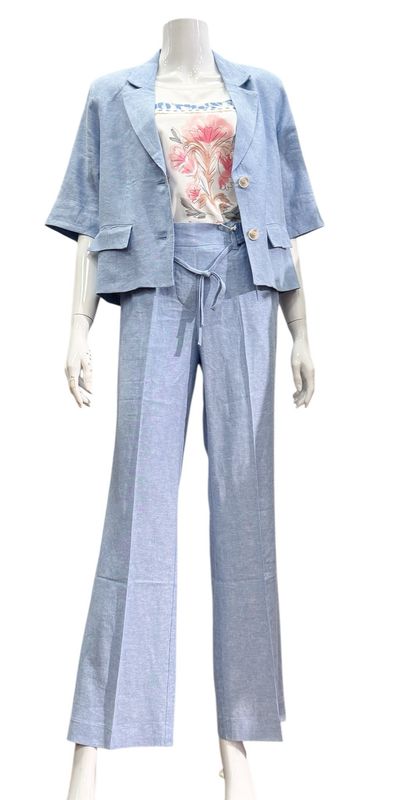 SRB4797A  Claudette light blue melange RED BUTTON