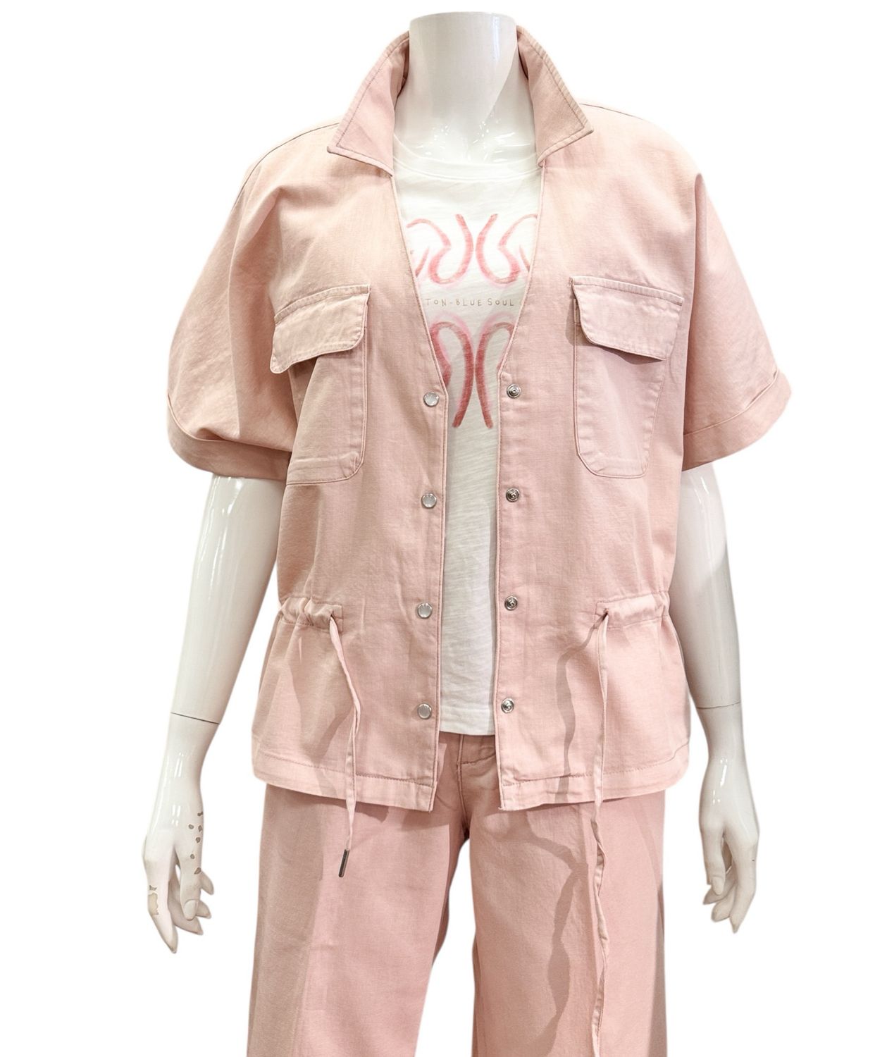 SRB4909 Drew Drawstring BW/Linen blossom Blusenjacke RED BUTTON-NEW