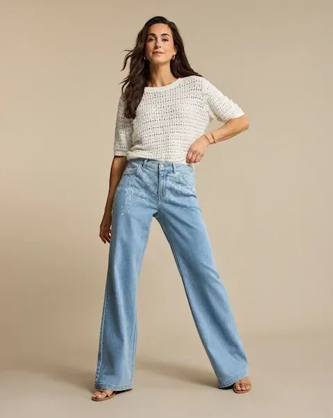 SRB4780 Colette Flowerprint bleach denim RED BUTTON NEW