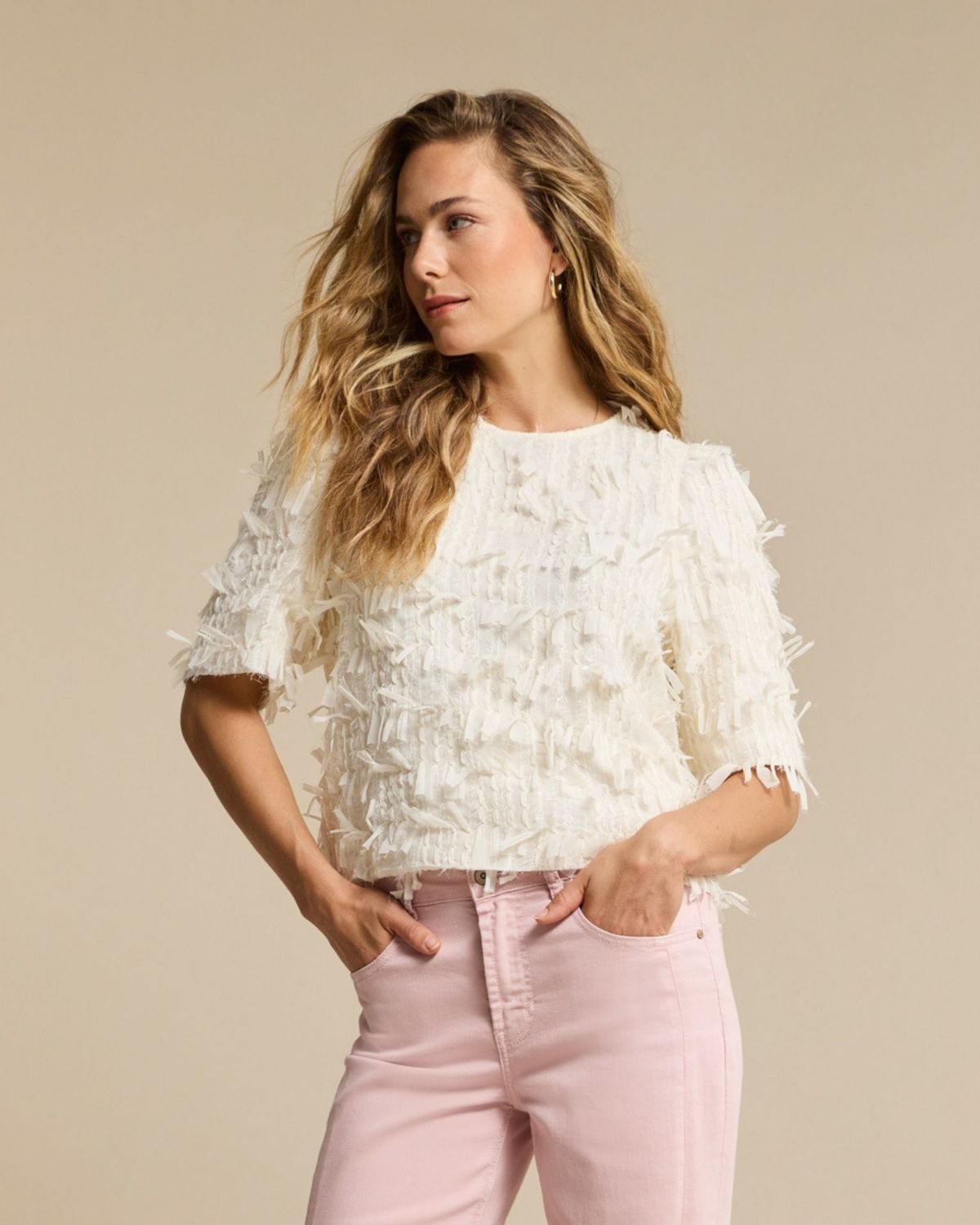 SRB4847 Fiona Blusenshirt ecru RED BUTTON