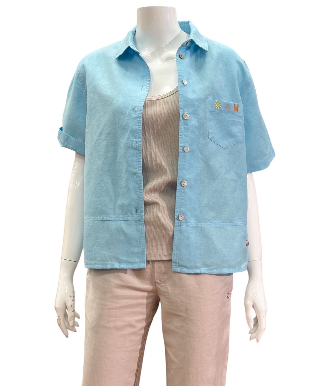 262109 Leinen BW Bluse aqua blue FRIEDA&FREDDIES NEU 262109 Leinen BW Bluse aqua blue FRIEDA&FREDDIES NEU