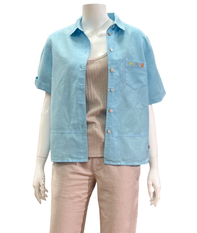 262109 Leinen BW Bluse aqua blue FRIEDA&FREDDIES NEU 262109 Leinen BW Bluse aqua blue FRIEDA&FREDDIES NEU