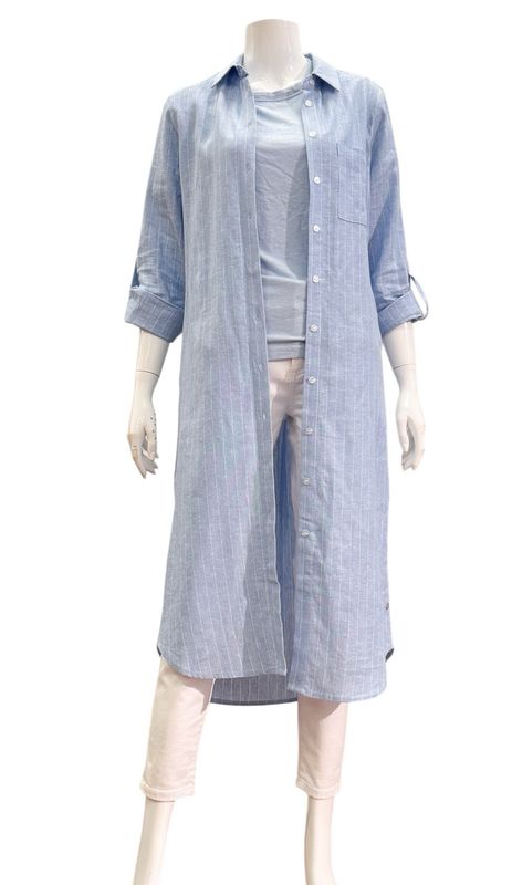 SRB4774 Longbluse/ Kleid light blue stripe RED BUTTON NEU SRB4774 Longbluse/ Kleid light blue stripe RED BUTTON NEU