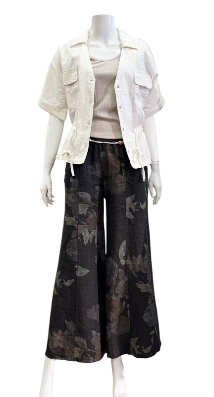 40701 Leinenmarlene schwarz mit braunstich gemustert LEINENLIEBE 40701 Leinenmarlene schwarz mit braunstich gemustert LEINENLIEBE