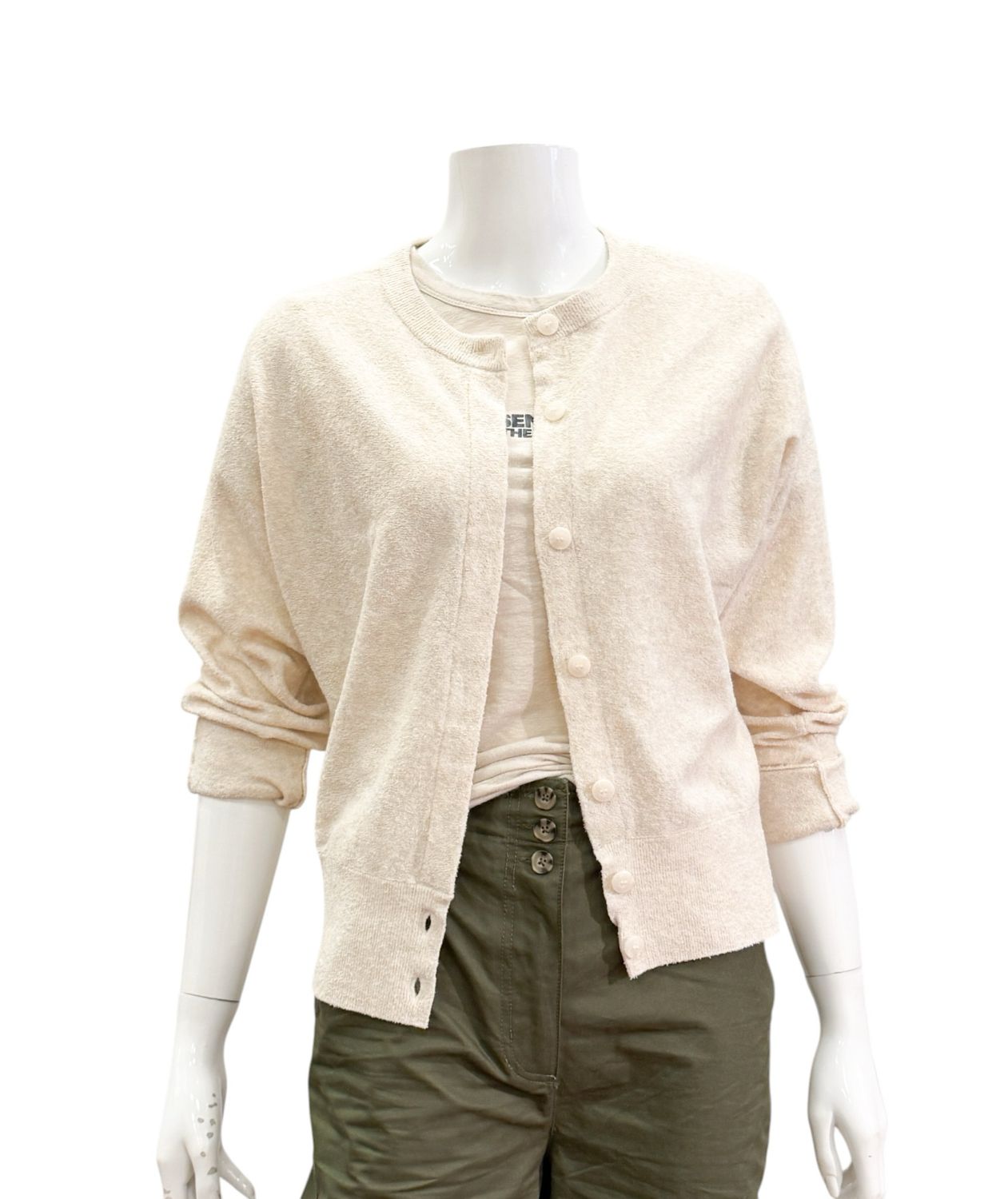 01-010156 Langärmeliger Cardigan aus Strickfrottee creme beige melange YAYA NEU