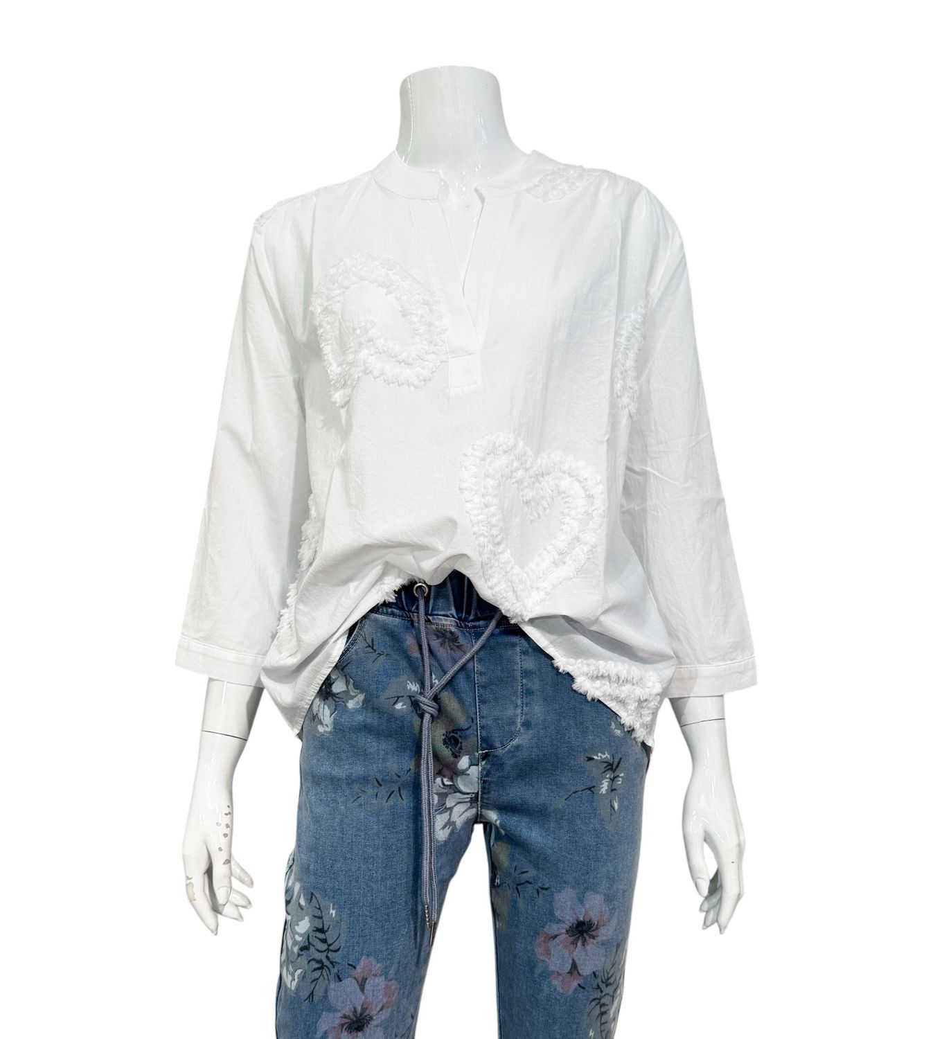 51587 BW Bluse mit Flockprint weiß THE SHIRT PROJECT NEU