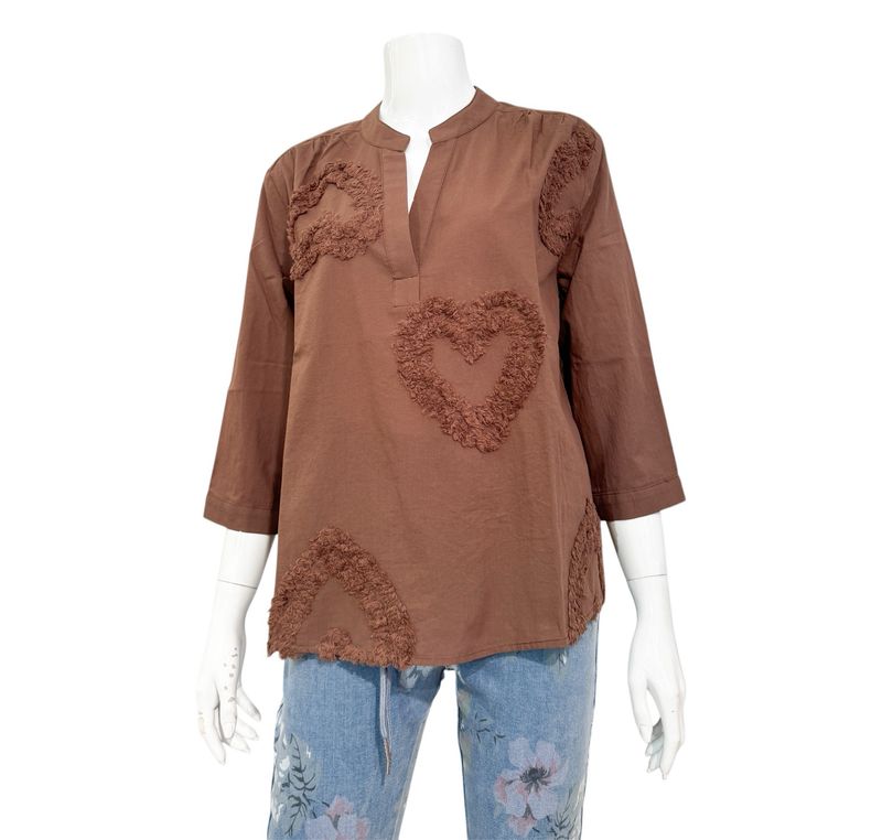 51587 BW Bluse mit Flockprint espresso THE SHIRT PROJECT NEU