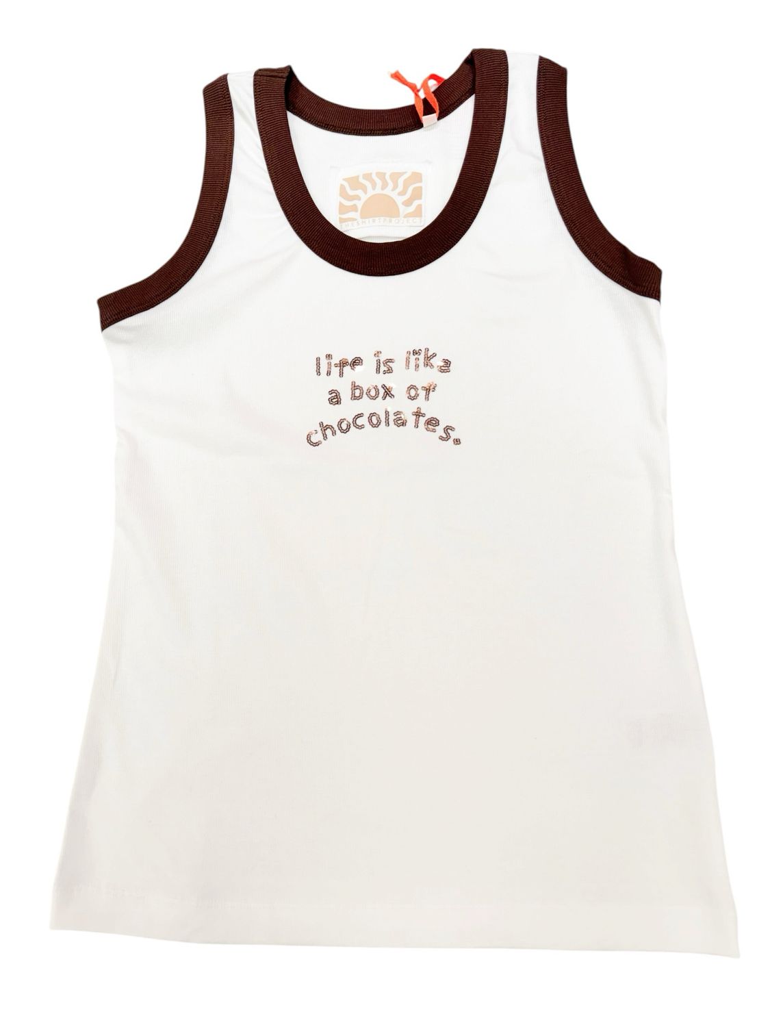 51573 Ripptop weiß espresso mit silbernen Frontdruck THE SHIRT PROJECT NEU