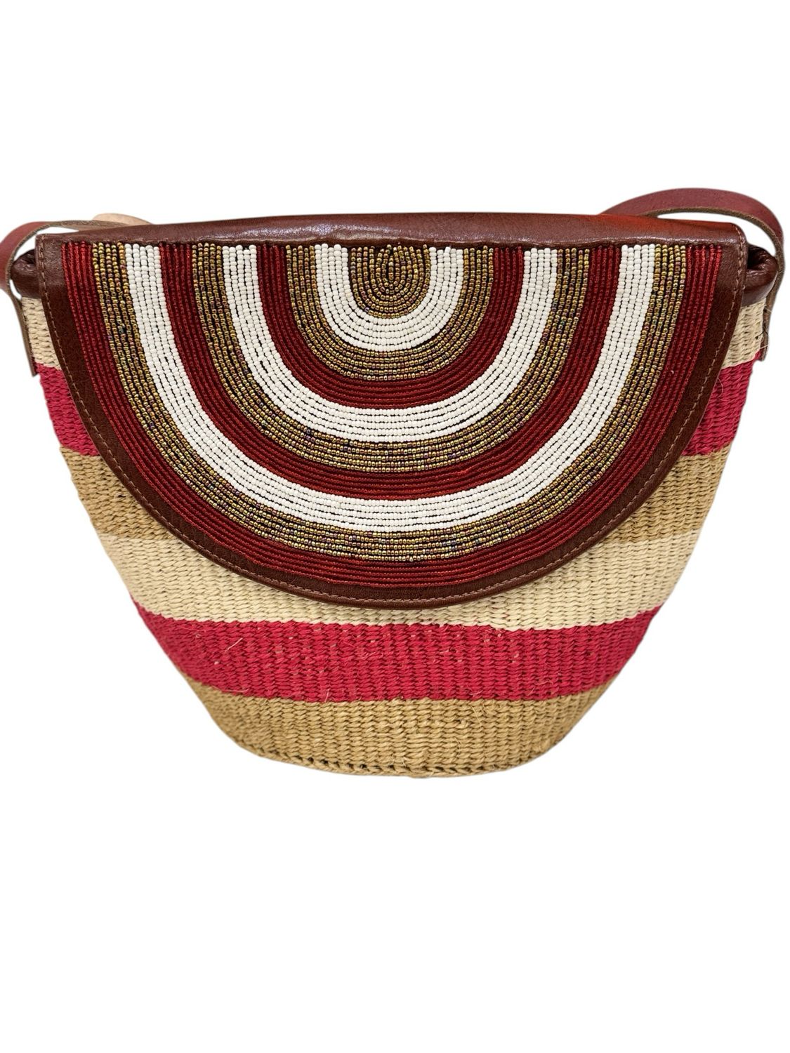 Bucket Tasche rot Sisal FRANKREICH ACCESSOIRES NEU