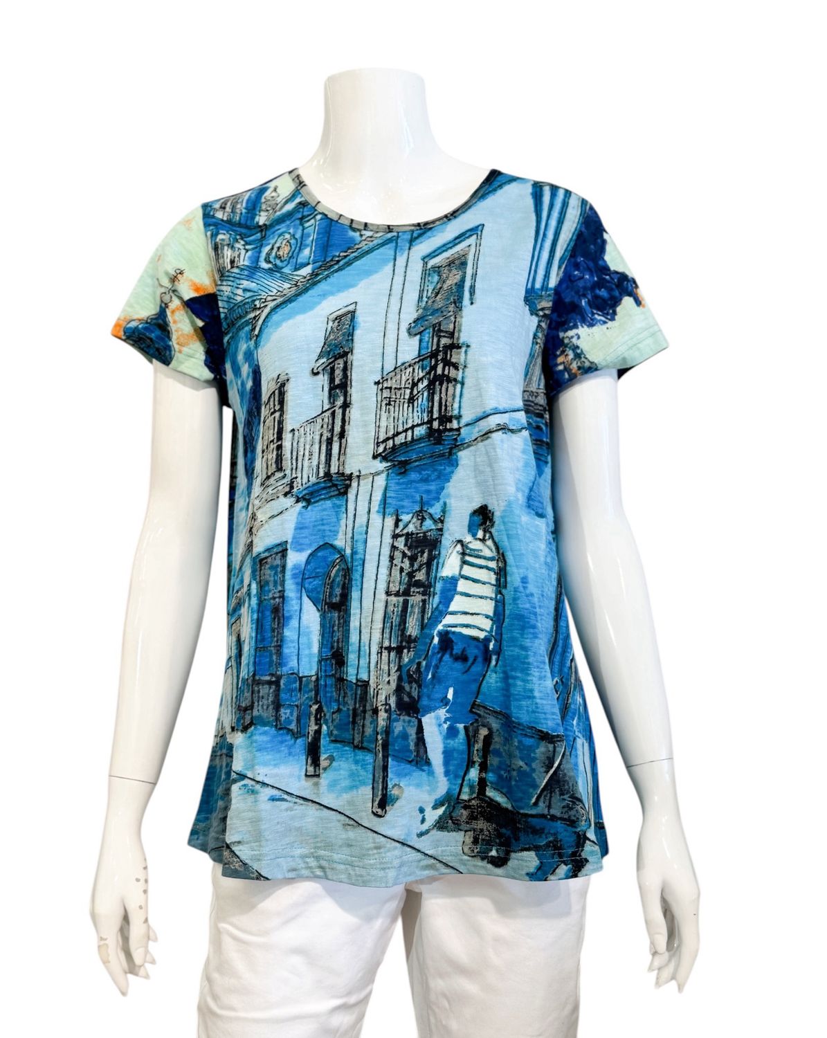 23097TB Tower blue Motivshirt ORIENTIQUE NEU