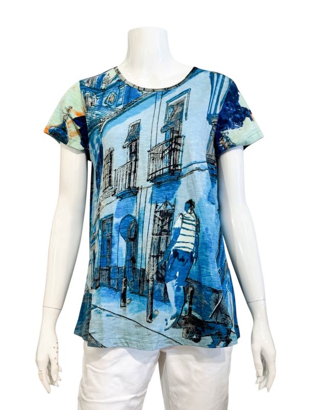 23097TB Tower blue Motivshirt ORIENTIQUE NEU
