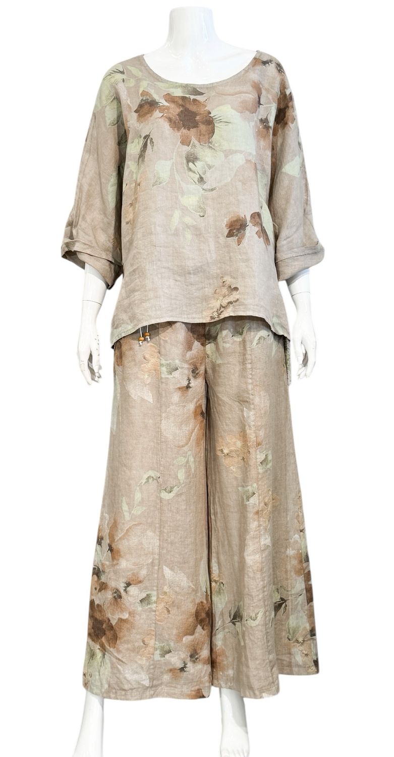 40701 Leinenmarlene taupe gemustert LEINENLIEBE NEU