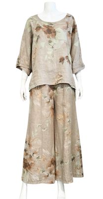 40701 Leinenmarlene taupe gemustert LEINENLIEBE NEU