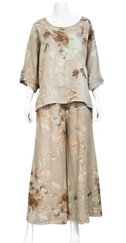 40701 Leinenmarlene taupe gemustert LEINENLIEBE NEU