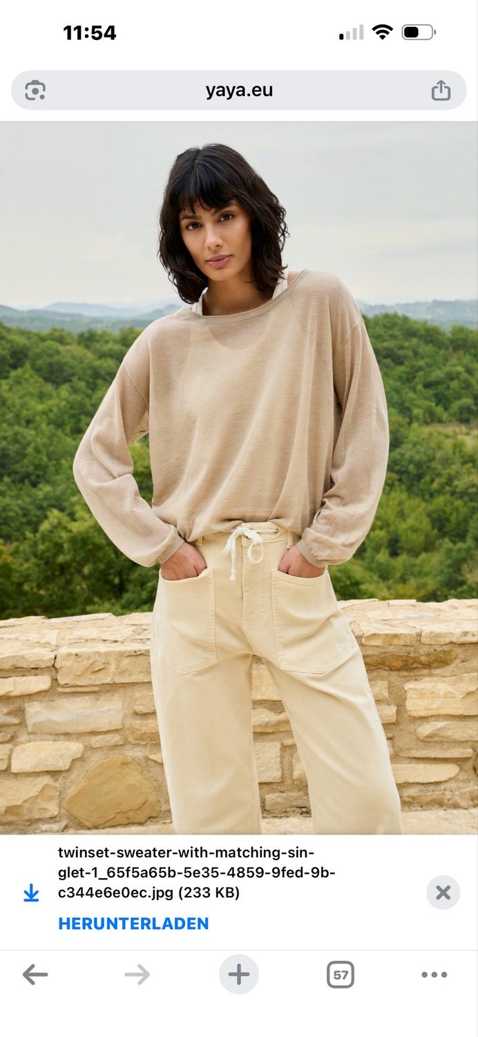 01-000594 feiner Strickpullover mit passendem Trägertop crockery brown YAYA NEU