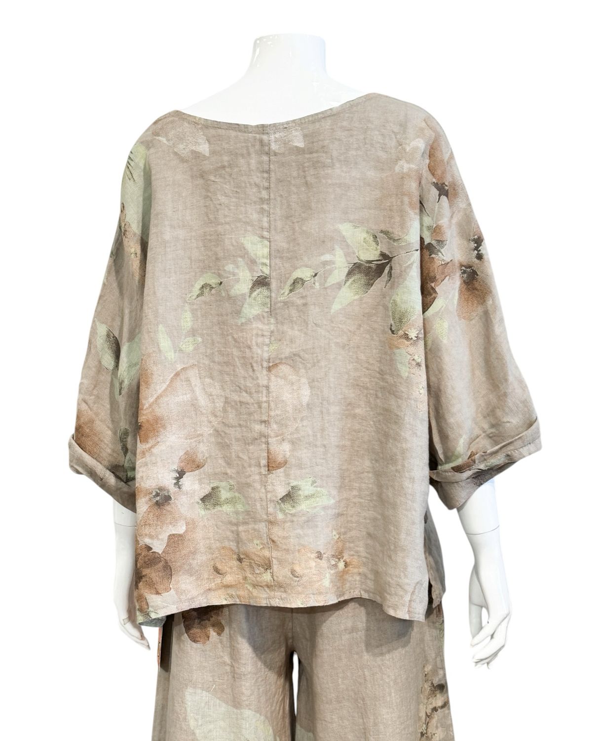 8828 Leinen Blusenshirt taupe gemustert LOVE LINEN NEU 8828 Leinen Blusenshirt taupe gemustert LOVE LINEN NEU