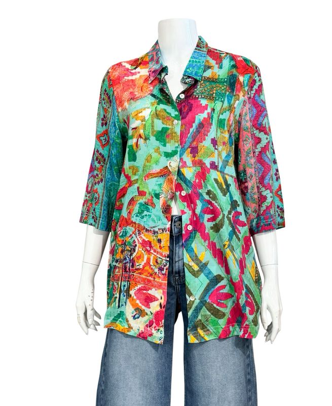 72565 Crafty bunte Kragenbluse CRAFTY bunt ORIENTIQUE NEU