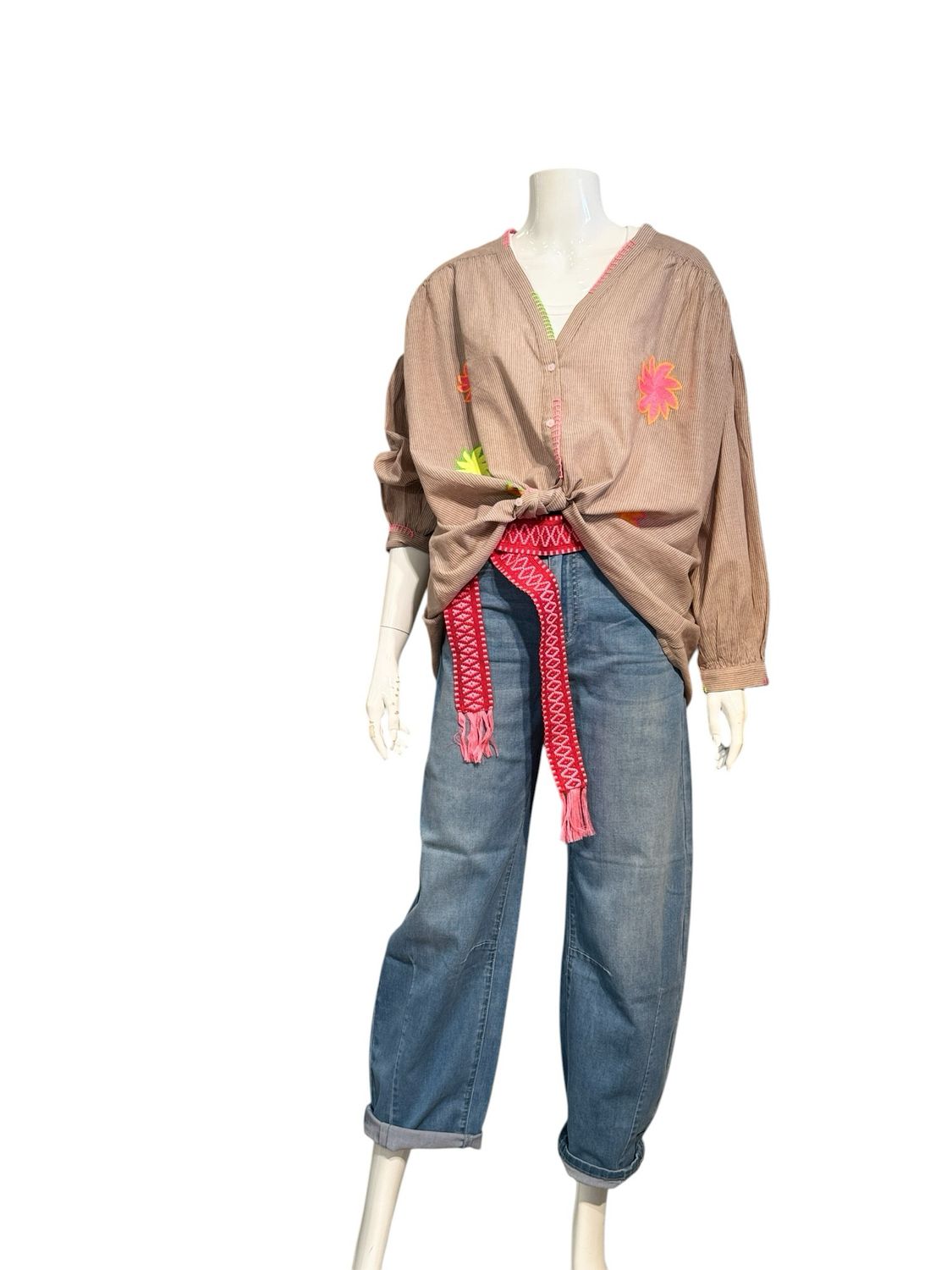 51582 Bestickte  Oversize Bluse caramelcafe THE SHIRT PROJECT NEU