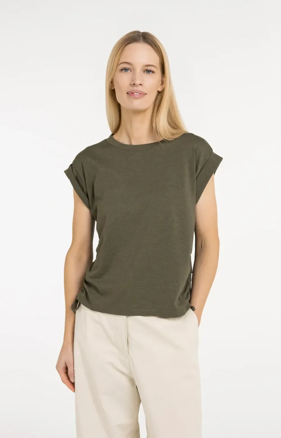 01-709362 Kurzärmeliges Shirt mit Kordelzug weiß YAYA NEU