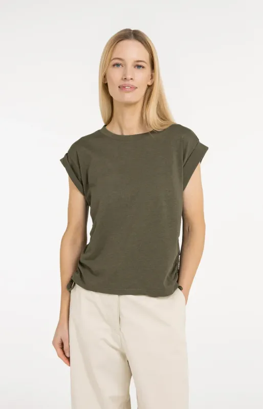 01-709362 Kurzärmeliges Shirt mit Kordelzug weiß YAYA NEU