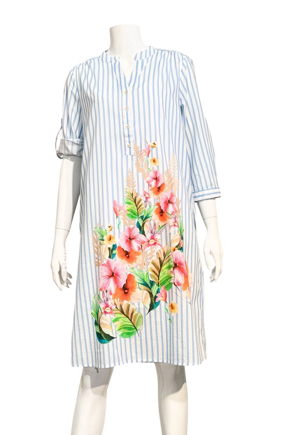 8935-158390 Hemdblusenkleid Stripe mit Blumendruck EMILY VAN DEN BERGH