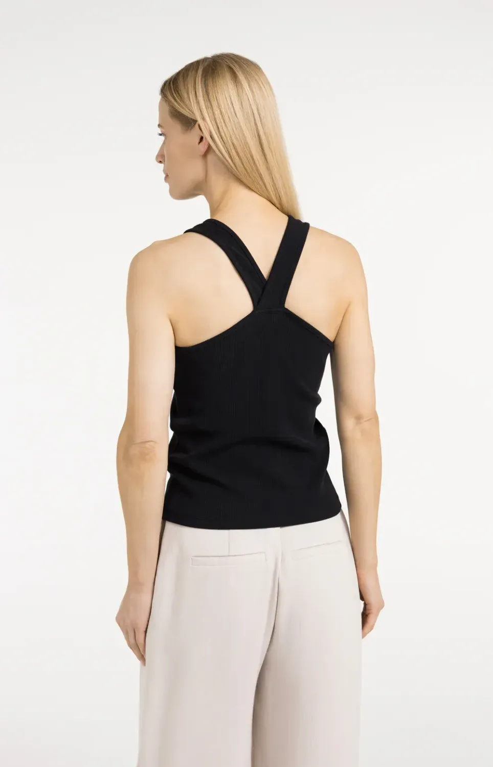 01-729058 Rippshirt mit gekreuzten Trägern black YAYA