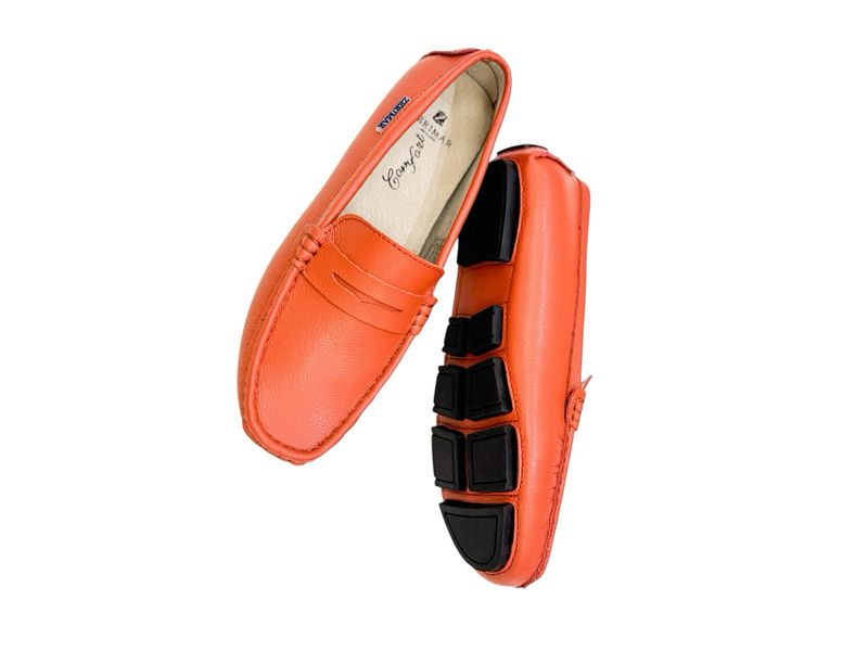 20320493 Ledermokassins mit Profilsohle orange