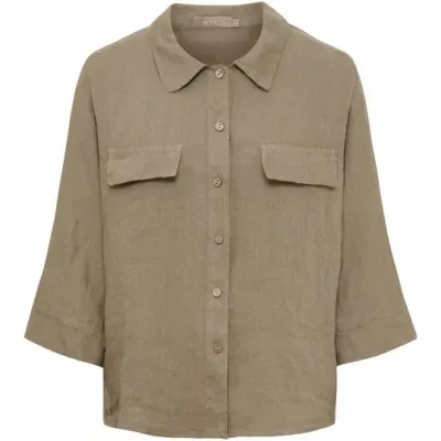 268435 Leinenjacke / Bluse taupe MARTA DU CHATEAU 268435 Leinenjacke / Bluse taupe MARTA DU CHATEAU