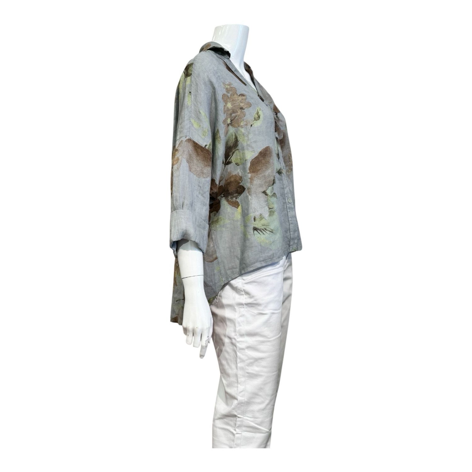 48901 gemusterte Leinenbluse grey LOVE LINEN 48901 gemusterte Leinenbluse grey LOVE LINEN