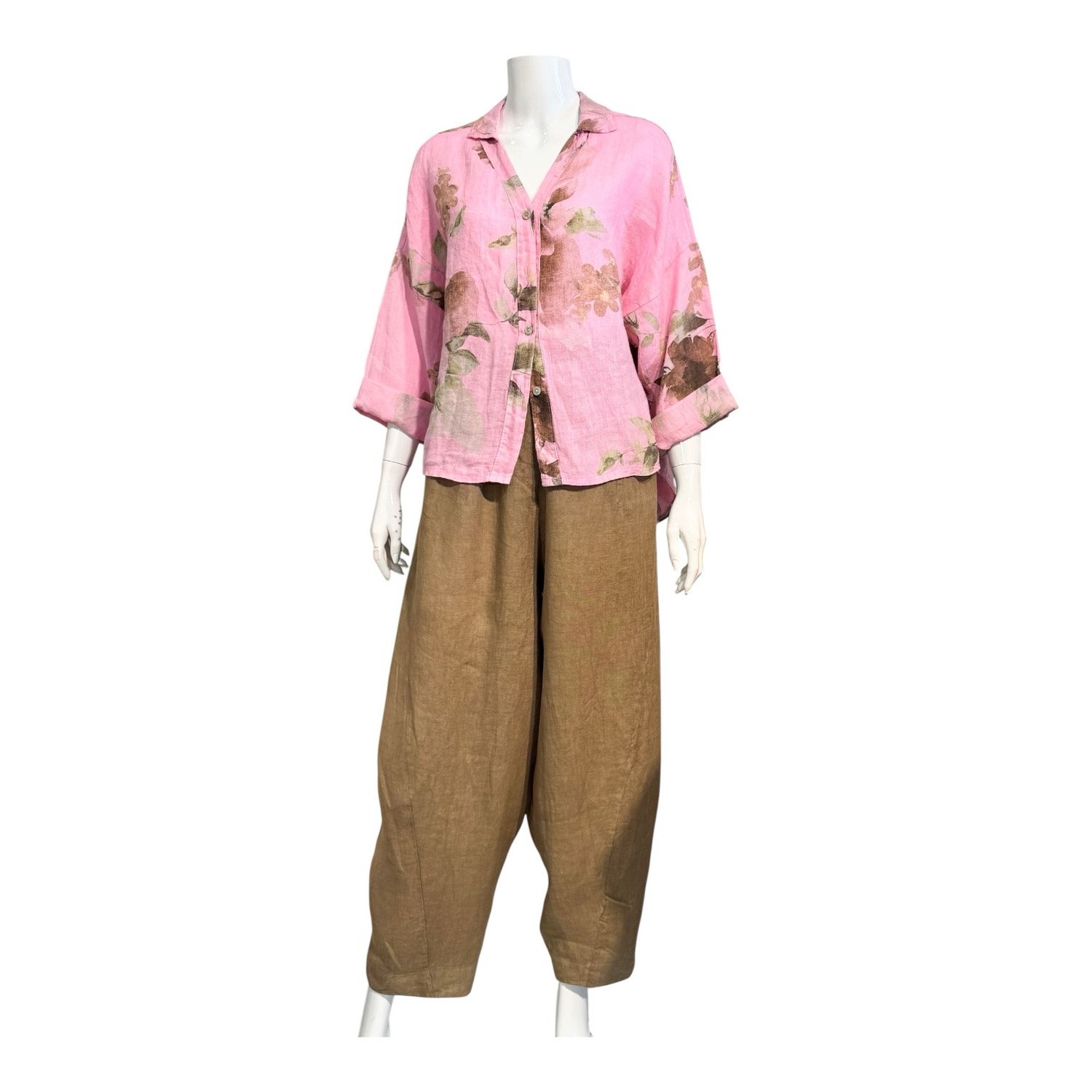 48901 gemusterte Leinenbluse rose LOVE LINEN 48901 gemusterte Leinenbluse rose LOVE LINEN