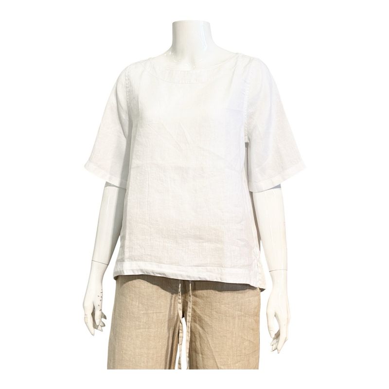 BLS 4186 Leinen Blusenshirt leicht ausgestellt weiß HARIS COTTON BLS 4186 Leinen Blusenshirt leicht ausgestellt weiß HARIS COTTON