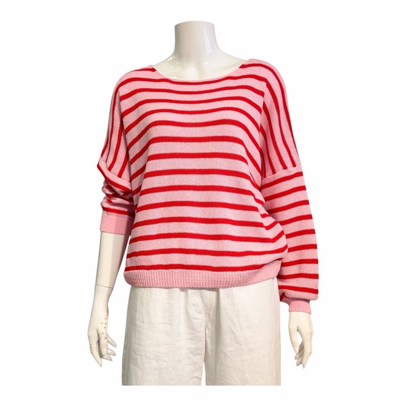 222162 Leichter Stripe BW Mix Pullover in 7 rot rose BODY TOUCH