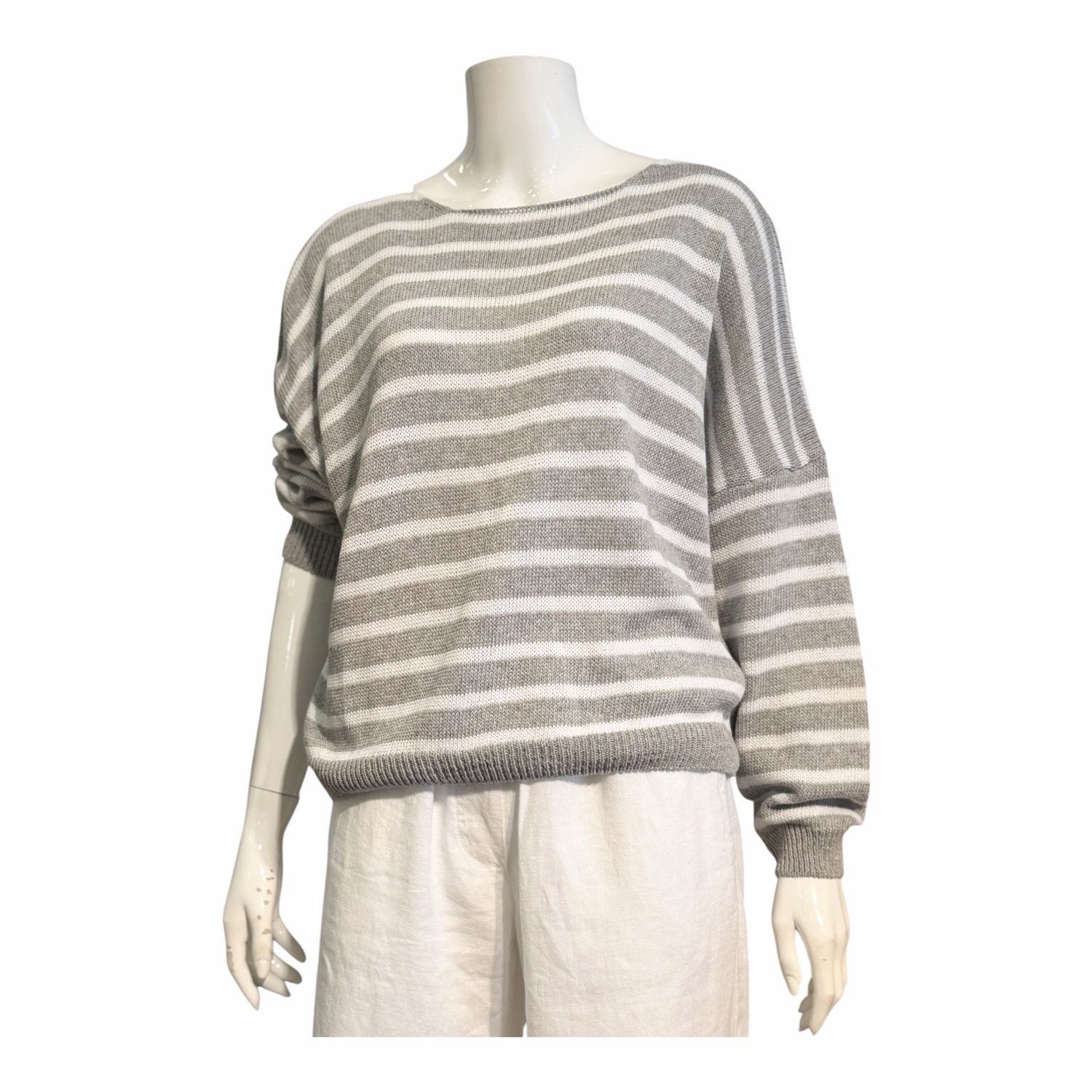 222162 Leichter Stripe BW Mix Pullover in 7 grau weiß BODY TOUCH 222162 Leichter Stripe BW Mix Pullover in 7 grau weiß BODY TOUCH