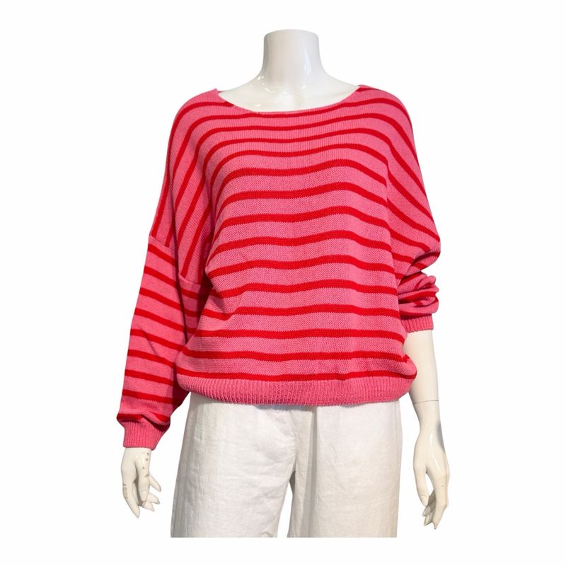 222162 Leichter Stripe BW Mix Pullover in 7 rot pink BODY TOUCH