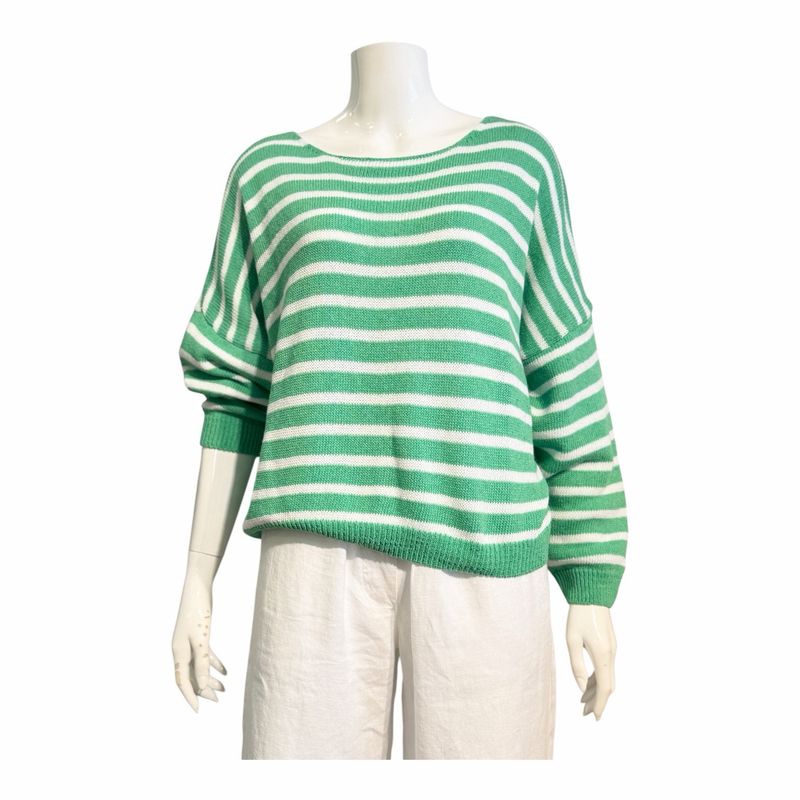 222162 Leichter Stripe BW Mix Pullover in 7 grün weiß BODY TOUCH