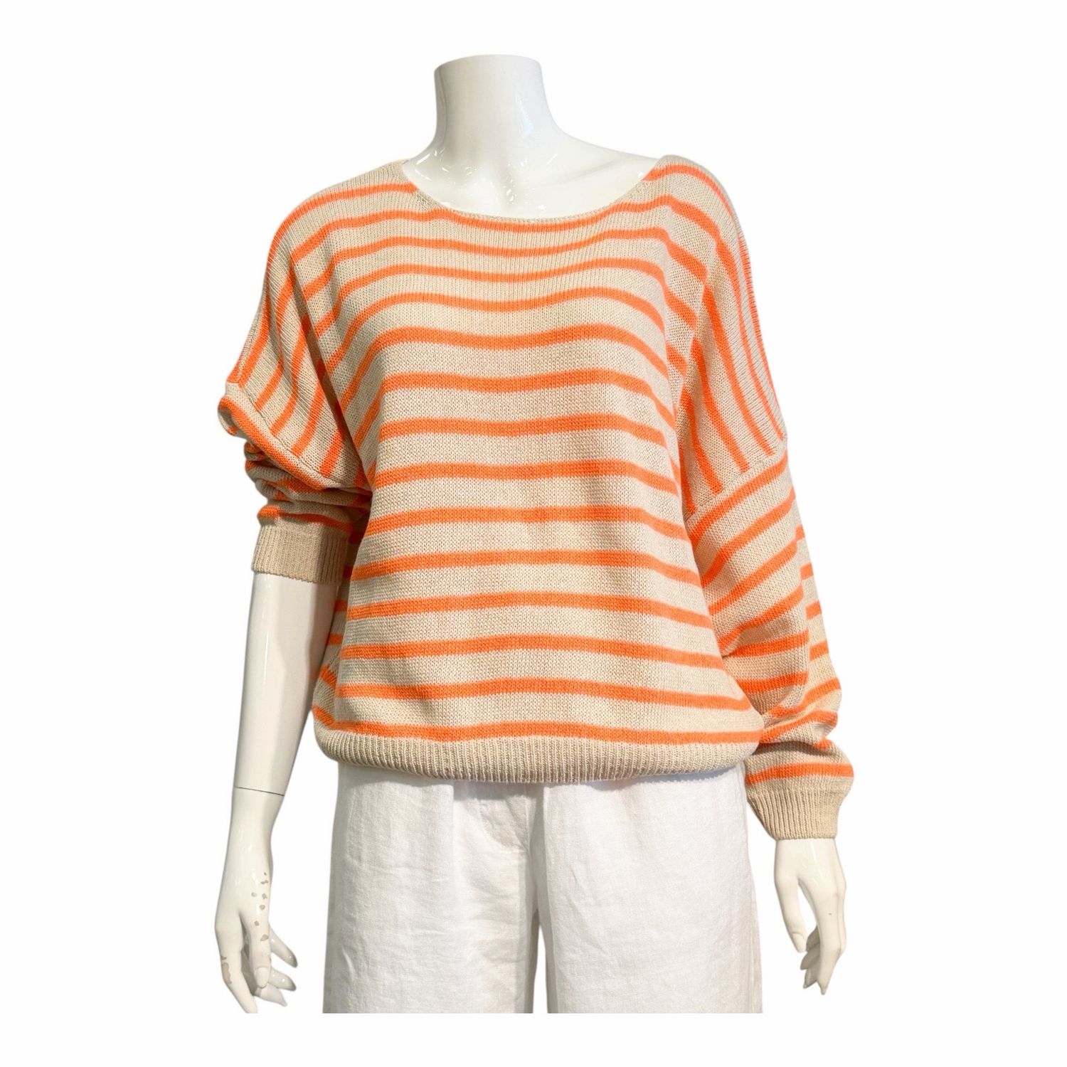 222162 Leichter Stripe BW Mix Pullover in 7 orange sand BODY TOUCH