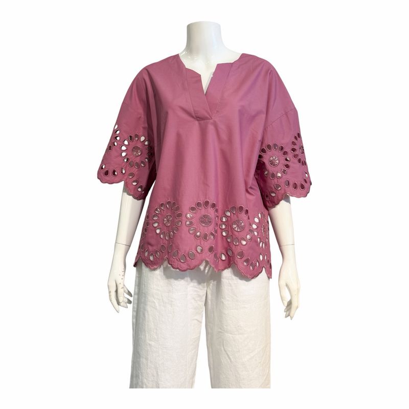 TRUDY BW Bluse mit femininer CUT -out Stickerei orchidee RINO&PELLE