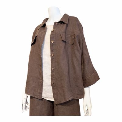 268435 Leinenjacke / Bluse mocha MARTA DU CHATEAU 268435 Leinenjacke / Bluse mocha MARTA DU CHATEAU